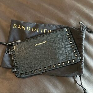 Bandolier Black Leather Pouch with Studs